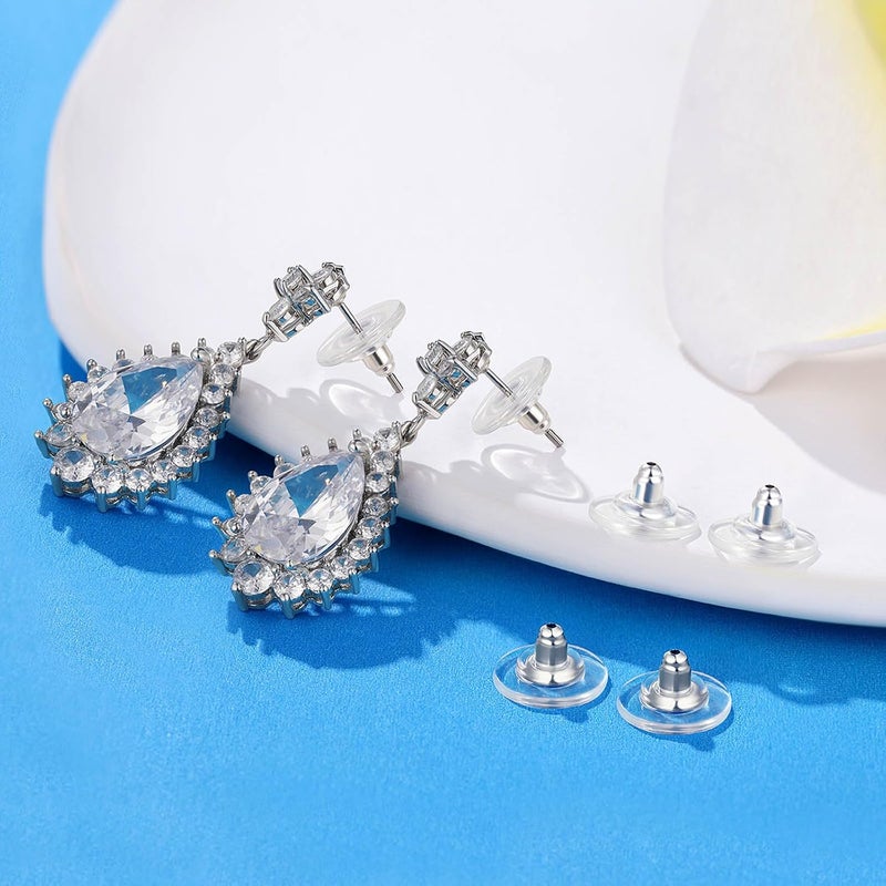 Moconar Earring Backs, 925 Sterling Silver Locking Earring Backs for Studs, Hypoallergenice Secure Earring Backs Replacements for Studs/Droopy Heavy Ears, No-Irritate Earring Backs for Adults (Silver) - Image 2